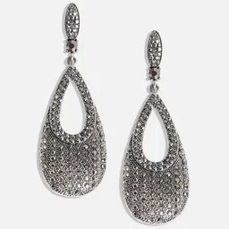 SOHI Silver-Plated Teardrop Shaped Drop Earrings image 2