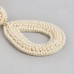 RICHEERA Gold-Plated Teardrop Shaped Beaded Drop Earrings image 4