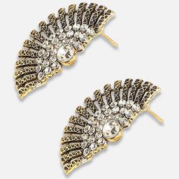 SOHI Gold-Plated Stone-Studded Contemporary Studs Earrings image 4