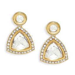 OOMPH Triangular Shaped Kundan Ethnic Drop Earrings image 2