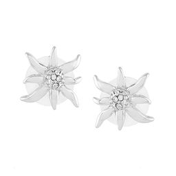 Estele Rhodium-Plated Floral Stud Earrings image 2