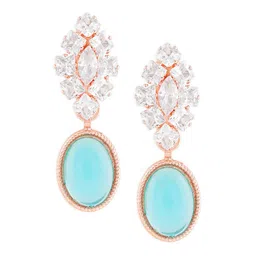 AMI Contemporary Rose Gold-Plated Cubic Zirconia Drop Earrings image 2