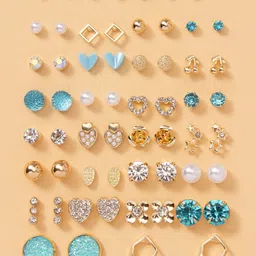 Shining Diva Fashion Set of 30 Contemporary Studs Earrings-4
