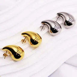 VAGHBHATT Set Of 2 Stainless Steel Teardrop Shaped Drop Earrings image 2