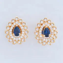 Kushal's Fashion Jewellery Gold Plated Teardrop Shaped Cubic Zirconia Studs Earrings image 2