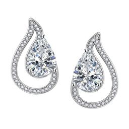 Designs & You Silver-Plated Cubic Zirconia Teardrop Shaped Studs Earrings image 2