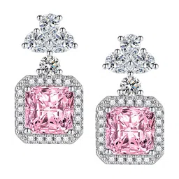 Designs & You Silver-Plated Cubic Zirconia-Studded Square Drop Earrings image 3
