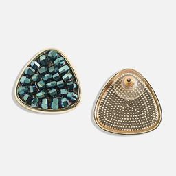 SOHI Gold Plated Triangular Shaped Stud Earrings image 2
