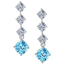 Designs & You Silver-Plated Cubic Zirconia-Studded Square Drop Earrings image 4