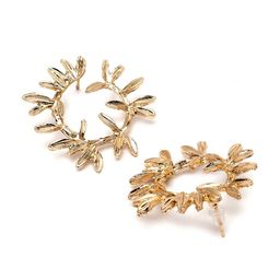 Bohey by KARATCART Gold-Plated Leaf Shape Hoop Earrings image 3