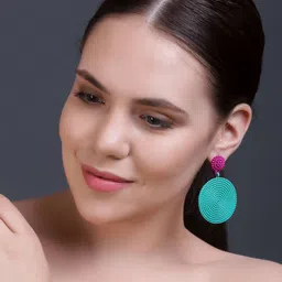 Bellofox Blue & Pink Circular Drop Earrings-33