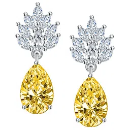 Designs & You Silver Plated Cubic Zirconia Studded Teardrop Shaped Drop Earrings image 3