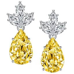 Designs & You Silver Plated Cubic Zirconia Teardrop Shaped Drop Earrings image 3