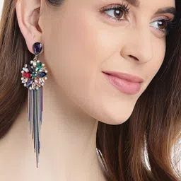 YouBella Gold-Plated Contemporary Drop Earrings-image-27