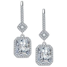 Designs & You Silver-Plated Cubic Zirconia Square Shaped Drop Earrings image 2