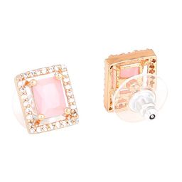 Estele Rose Gold Plated Cubic Zirconia Studded Square Stud Earrings image 2