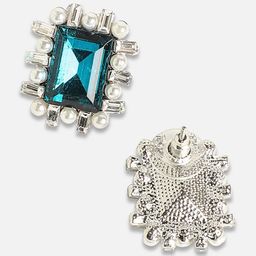 SOHI Silver-Plated Artificial Stones & Beads-Studded Studs Earrings image 5