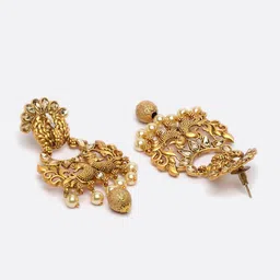 PANASH Gold-Plated Peacock Shaped Drop Earrings image 3