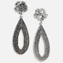 SOHI Silver-Plated Teardrop-Shaped Drop Earrings image 4