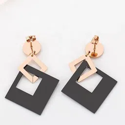 VIEN Rose Gold Plated Triangular Drop Earrings image 3