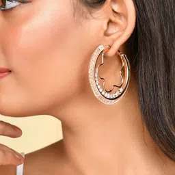 VOJ Rose Gold-Plated Contemporary Hoop Earrings-36