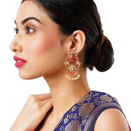 Anouk Gold-Plated Red Classic Chandbalis Earrings-9