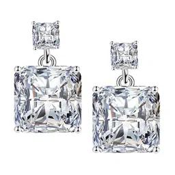 Designs & You Silver-Plated CZ-Studded Square Drop Earrings image 2