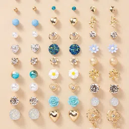 Shining Diva Fashion Set of 30 Contemporary Studs Earrings-17