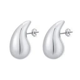 VAGHBHATT Silver- Plated Teardrop Shaped Stud Earrings image 4