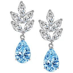 Designs & You Silver-Plated Teardrop Shaped Cubic Zirconia Drop Earrings image 4