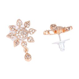 Estele Rose Gold-Plated Floral Cubic Zirconia-Studded Drop Earrings image 5