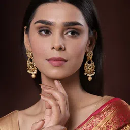 PANASH Gold-Plated Peacock Shaped Drop Earrings image 4