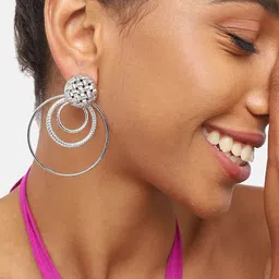 SOHI Silver Plated Circular Drop Earrings image 4