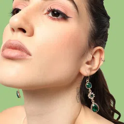 SOHI Gold-Plated Contemporary Drop Earrings-18