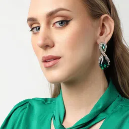 SOHI Gold Plated Teardrop Shaped Drop Earrings-32