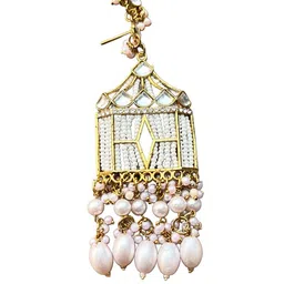 UnfoldSelf Gold-Plated Geometric Artificial Stones and Beads Alloy Drop Earrings image 3