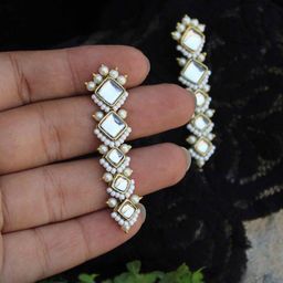 BeAbhika Artificial Stones Studded Drop Earrings image 4