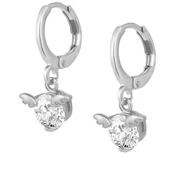 Peora Silver-Plated Contemporary Cubic Zirconia Hoop Earrings image 3
