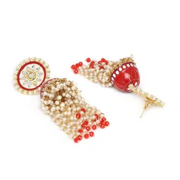 OOMPH Red Dome Shaped Jhumkas Earrings image 2
