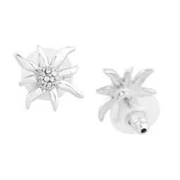 Estele Rhodium-Plated Floral Stud Earrings image 4