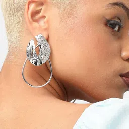 SOHI Silver-Plated Teardrop Shaped Drop Earrings-2