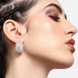 SOHI Silver-Plated Contemporary Drop Earrings-15