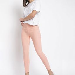 TALES & STORIES Women Peach-Coloured Solid Skinny-Fit Jeggings-picture-32