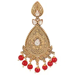 Jazz and Sizzle Red & Silver-Toned Gold-Plated Teardrop Shaped Drop Earrings image 5