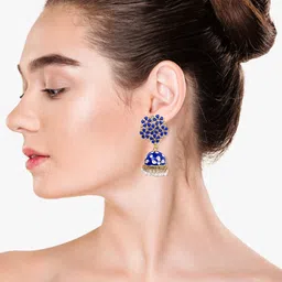 VAGHBHATT Dome Shaped Artificial Stones Jhumkas Earrings image 2