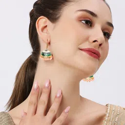 OOMPH Set Of 2 Beaded Dome Shaped Jhumkas image 4