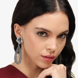 SOHI Silver-Plated Teardrop-Shaped Drop Earrings image 5