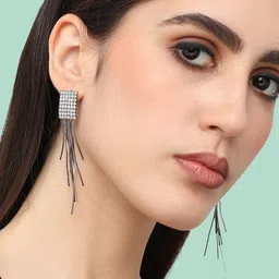 SOHI Silver-Plated Contemporary Drop Earrings-90