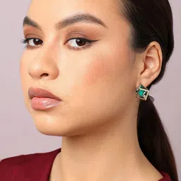 SOHI Gold-Plated Stone-Studded Studs Earrings-image-88
