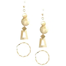 Bohey by KARATCART Gold-Plated Set Of 6 Contemporary Studs & Drop Earrings image 2